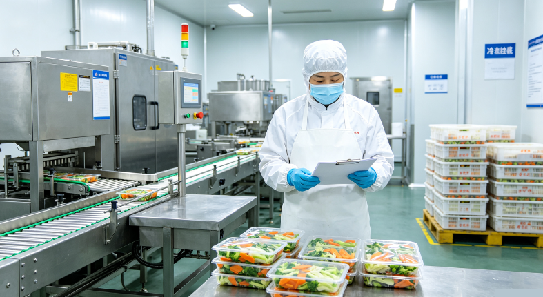 肴小郎速冻半成品菜标准化生产车间 全流程品控检测